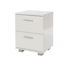 Lido 2 drawer bedside cabinet, White