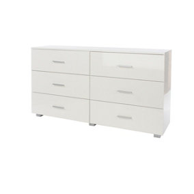 Lido 3+3 wide chest of drawers, White