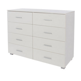 Lido 4+4 drawer wide chest of drawer, White