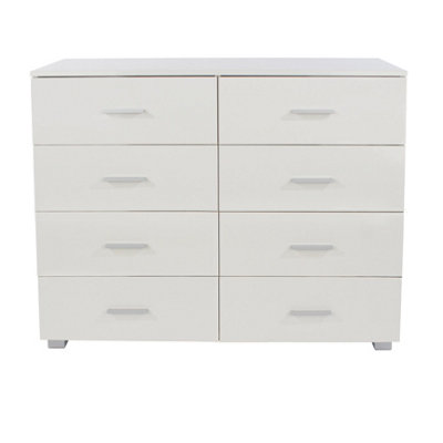 Lido 4+4 drawer wide chest of drawer, White