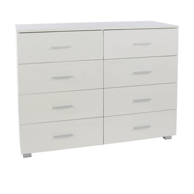 Lido 4+4 drawer wide chest of drawer, White