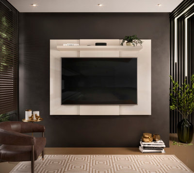 Tv wall deals panel with shelves