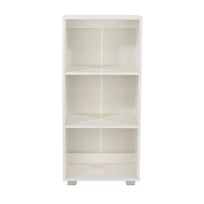 Lido low narrow bookcase, white gloss finish