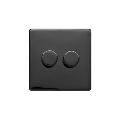 Lieber Black Nickel 2 Gang 2 -Way Intelligent Dimmer 100W LED (250w Halogen/Incandescent)