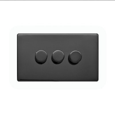 Lieber Black Nickel 3 Gang 2 -Way Intelligent Dimmer 100W LED (250w Halogen/Incandescent)