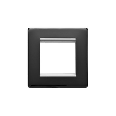 Lieber Black Nickel & White Single Data Plate 2 Modules - Screwless