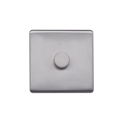 Lieber Brushed Chrome 1 Gang 2 -Way Intelligent Dimmer 100W LED (250w Halogen/Incandescent)