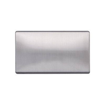 Lieber Brushed Chrome Double Blank Plates - Black Insert Screwless