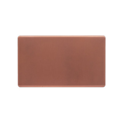 Lieber Brushed Copper Double Blank Plates - White Insert Screwless