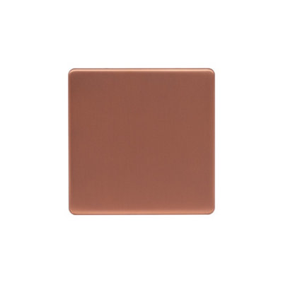 Lieber Brushed Copper Single Blank Plates - Black Insert Screwless