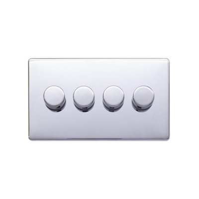 Lieber Polished Chrome 4 Gang 2 -Way Intelligent Dimmer 100W LED (250w Halogen/Incandescent)