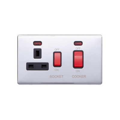 Lieber Polished Chrome 45A Cooker Control Unit & Neon-Black Insert ...