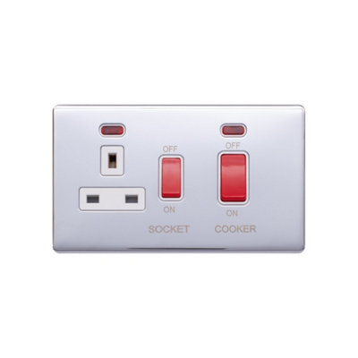 Lieber Polished Chrome 45A Cooker Control Unit & Neon-White Insert ...