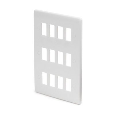 Lieber Silk White 12 Gang Grid Plate