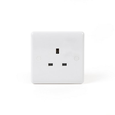 Lieber Silk White 13A 1 Gang Unswitched Socket - Curved Edge