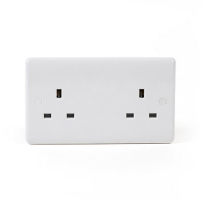 Lieber Silk White 13A 2 Gang Unswitched Socket - Curved Edge