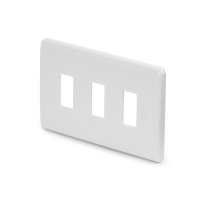 Lieber Silk White 3 Gang Grid Plate