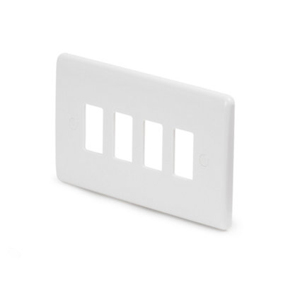 Lieber Silk White 4 Gang Grid Plate