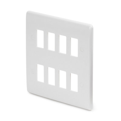 Lieber Silk White 8 Gang Grid Plate