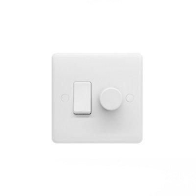 Lieber Silk White Dimmer and Rocker Switch Combo (2 Way Switch & Trailing Dimmer)