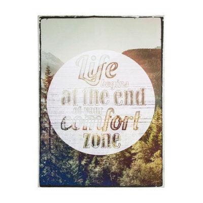 Life Begins Forest scene Inspirational Saying Typograph Printed Canvas