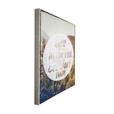 Life Begins Forest scene Inspirational Saying Typograph Printed Canvas