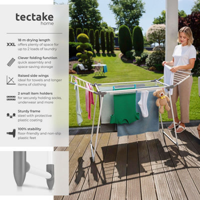 Life drying rack, 18 m drying length, foldable - white