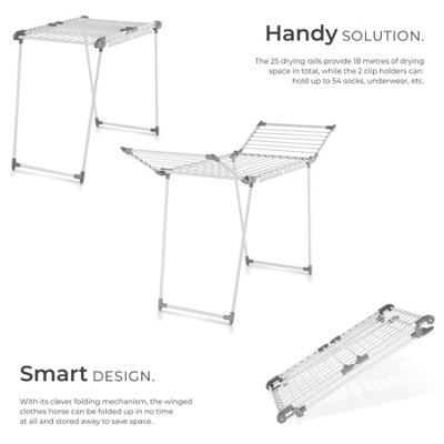Life drying rack, 18 m drying length, foldable - white