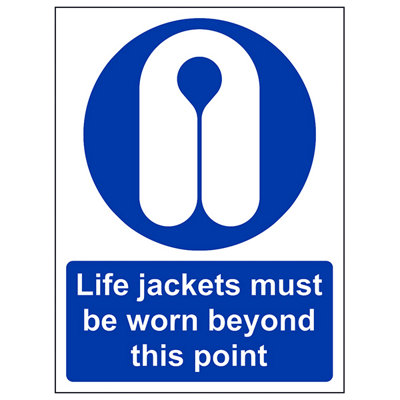 Life Jackets Worn Beyond Point Sign - Rigid Plastic - 300x400mm (x3)