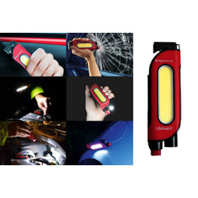 LifeGuard - 5-in-1 Car Emergency Tool with LED Work Light and Torch, 200 lumens floodlight, Seat belt cutter, Window breaker