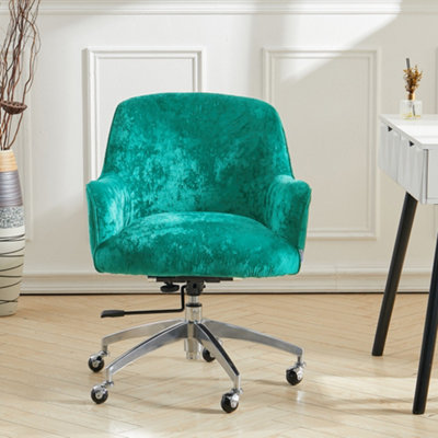 Lifeideas Light Green Velvet Upholstered Wheeled Swivel Office Chair