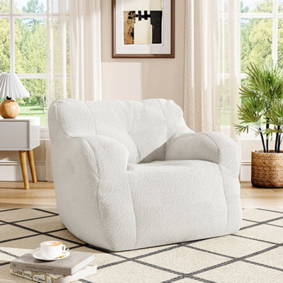 Lifeideas White Ultra Soft Sponge Bean Bag Chair for Living Room Study ...