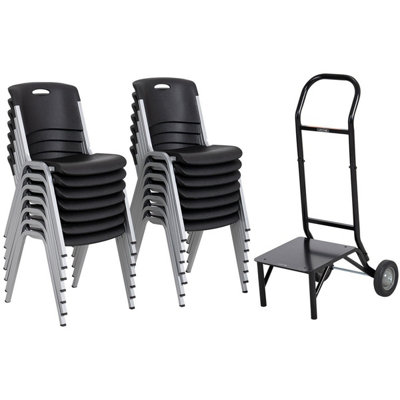 Lifetime 14-Pack Stacking Chairs with Chair Trolley - Durable Indoor ...