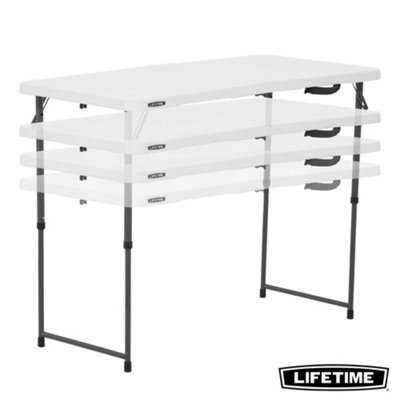 Lifetime 4 Foot Adjustable Fold In Half Table Light Commercial