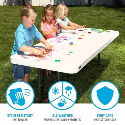 Lifetime 6ft Adjustable Height Folding Table Almond HDPE Top Steel ...