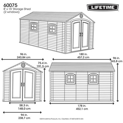 Lifetime 8 Ft. x 15 Ft. Outdoor Storage Shed