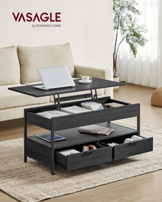 Lift Top Coffee Table, Living Room Table, with Storage Drawers, Hidden ...