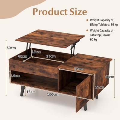 Lift Top Coffee Table Living Room Table with Storage & Hidden ...