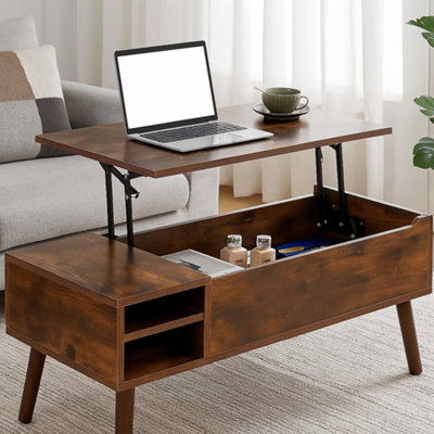 Lift-Top Coffee Table with Hidden Compartment and Adjustable Storage ...