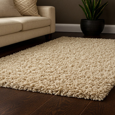 Light Beige Large Area Shaggy Rug Soft Texture 5 Pile thickness for ...
