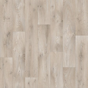 Light Beige Wood Effect Anti-Slip Vinyl Flooring For LivingRoom, Kitchen, 2.3mm Vinyl Sheet-2m(6'6") X 2m(6'6")-4m²