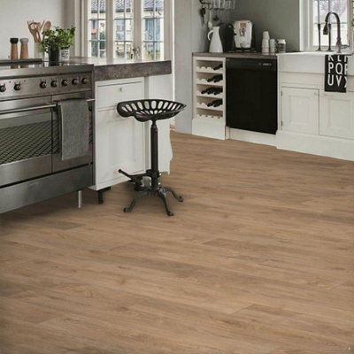 Light Beige Wood Effect Vinyl Flooring For LivingRoom, Kitchen, 2mm Thick Cushion Backed Vinyl Sheet -3m(9'9") X 3m(9'9")-9m²
