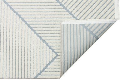 Light Blue Outdoor Rug, Geometric Striped Stain-Resistant Rug For Patio Decks, 3mm Modern Outdoor Area Rug-160cm X 220cm