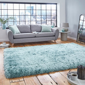 Light Blue Thick Shaggy Handmade Plain Easy to Clean Rug For Dining Room Bedroom And Living Room-120cm X 170cm