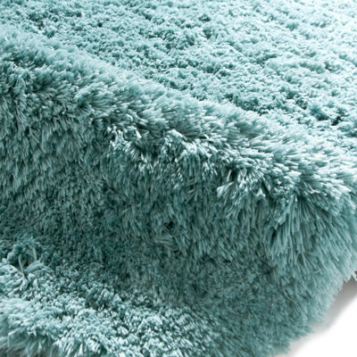 Light Blue Thick Shaggy Handmade Plain Easy to Clean Rug For Dining Room Bedroom And Living Room-60cm X 120cm