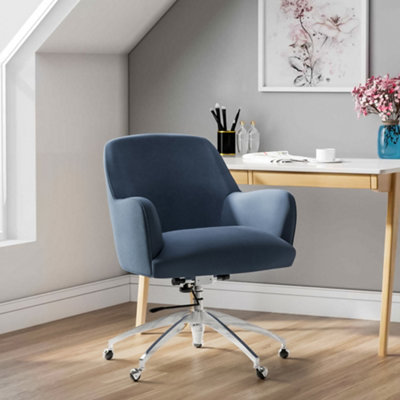 Light Blue Velvet Swivel Office Chair Desk Chair with Armrest