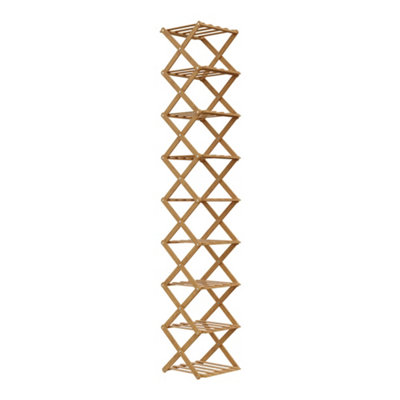 Light Brown 9-Tier Bamboo Folding Shoe Rack