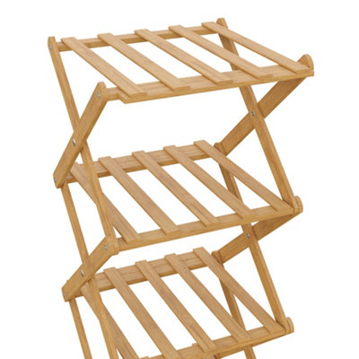 Light Brown 9-Tier Bamboo Folding Shoe Rack