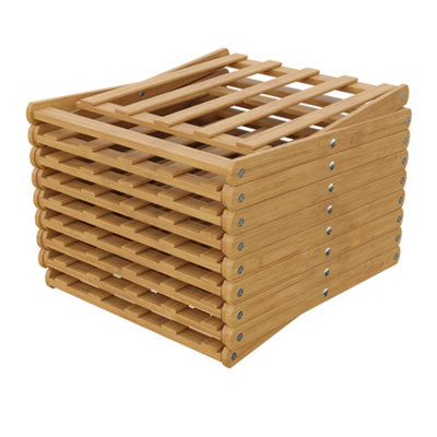 Light Brown 9-Tier Bamboo Folding Shoe Rack