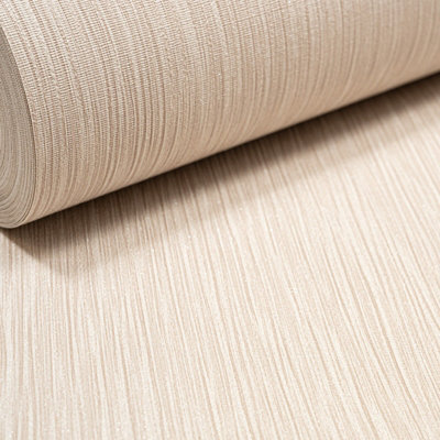 Light Brown Stripe Glitter Shimmer Wallpaper Cream Textured Vinyl Free Match